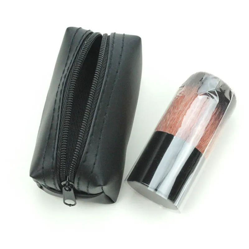 Kabuki Brush Blush Bronzer Loose Powder Foundation Synthetic Hair Flat Brush with Lid Case Contour Beauty Makeup Tools