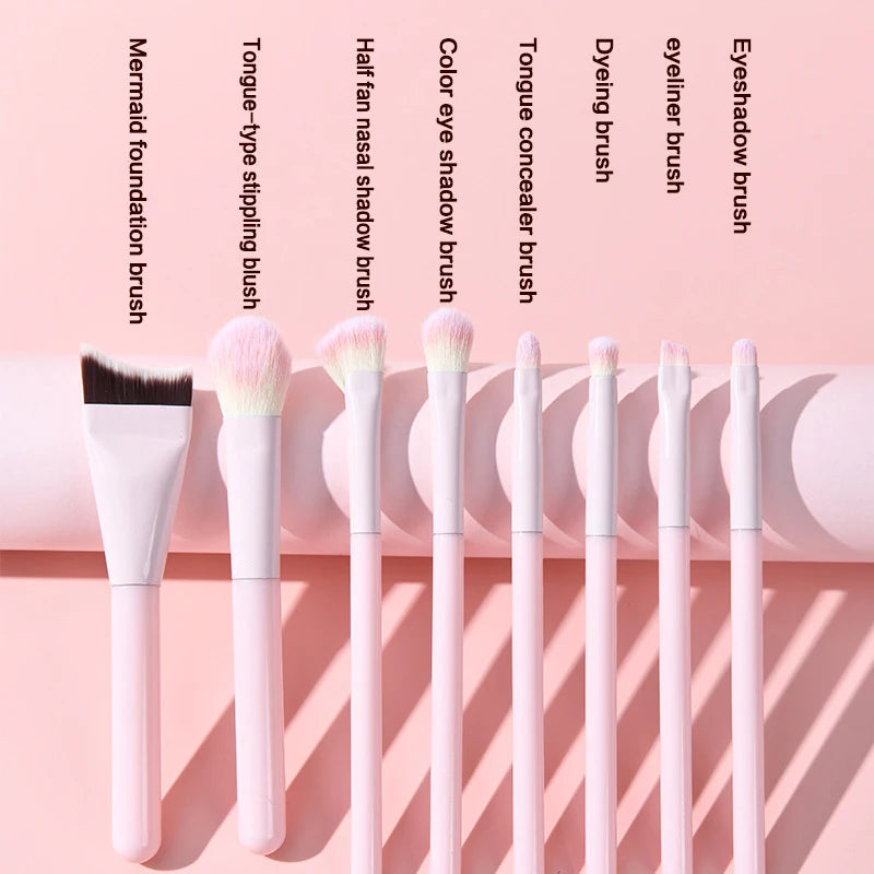 New 1/8PCS Makeup Brushes Set Eye Shadow Foundation Women Cosmetic Brush Eyeshadow Blush Beauty Hair Make Up Tools With Bag