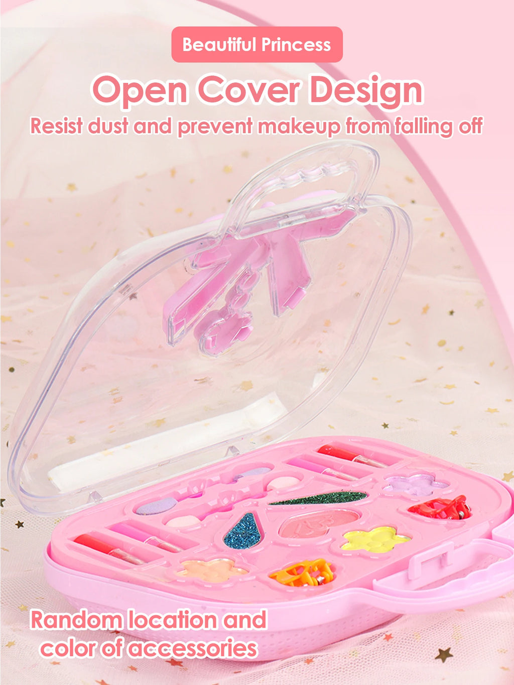 Kids Beauty Makeup Kit for Girls,Little Handbag Make-up Toys Princess Washable Pretend Play Cosmetic Set Toys birthday gifts