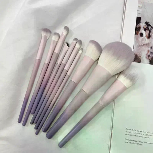10 Pcs Purple Makeup Brush Set, Loose Powder Brush, Eye Shadow Brush, Full Set Of Beauty Tools Concealer Brush